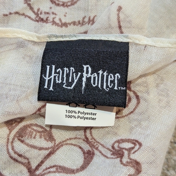 HARRY POTTER Semi Sheer Maurader's Map Print Scarf Tan 19x78" - Picture 5 of 5